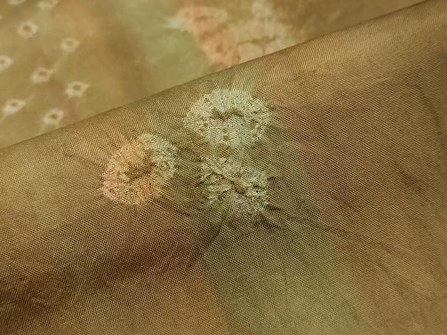平和屋着物●本場染大島紬　絞り　草花文　正絹　逸品　DABI2974ud