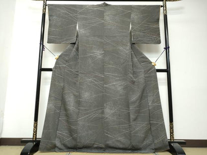 平和屋着物●上質な小紋　変わり縞　正絹　逸品　DABI2977ud