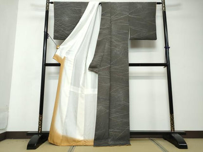 平和屋着物●上質な小紋　変わり縞　正絹　逸品　DABI2977ud