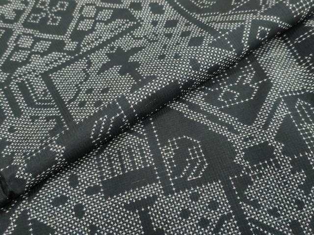 平和屋着物●本場大島紬　7マルキ　幾何学文様　正絹　逸品　DABI2978ud
