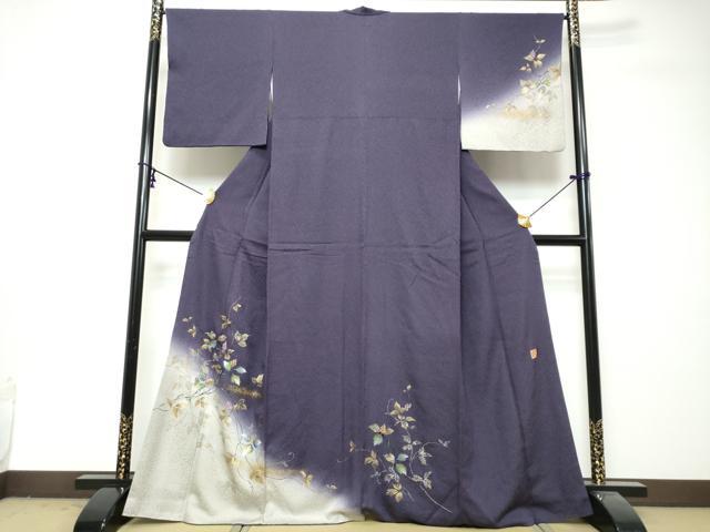 平和屋着物●和紙染染色作家・植村彩弘　訪問着　蔦の葉文　暈し染め　金銀彩　やまと誂製　正絹　逸品　DABI2979ud