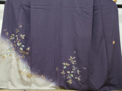 平和屋着物●和紙染染色作家・植村彩弘　訪問着　蔦の葉文　暈し染め　金銀彩　やまと誂製　正絹　逸品　DABI2979ud