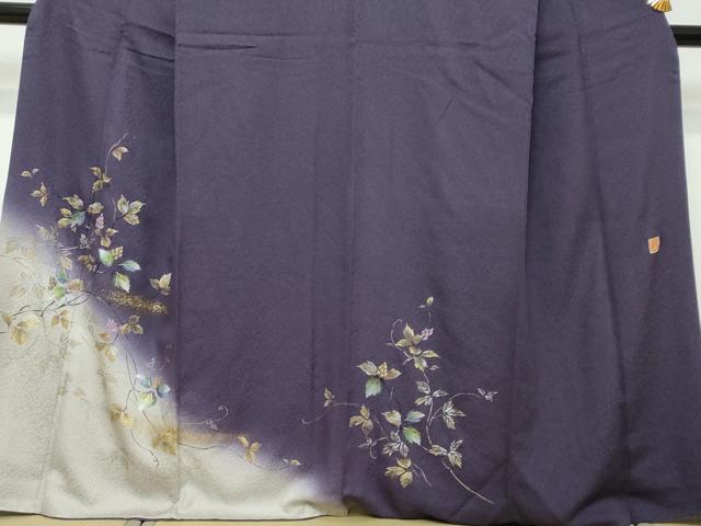 平和屋着物●和紙染染色作家・植村彩弘　訪問着　蔦の葉文　暈し染め　金銀彩　やまと誂製　正絹　逸品　DABI2979ud