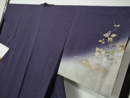 平和屋着物●和紙染染色作家・植村彩弘　訪問着　蔦の葉文　暈し染め　金銀彩　やまと誂製　正絹　逸品　DABI2979ud