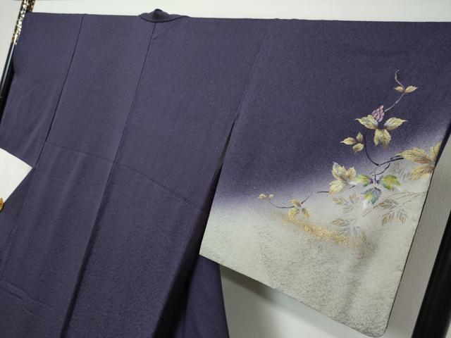 平和屋着物●和紙染染色作家・植村彩弘　訪問着　蔦の葉文　暈し染め　金銀彩　やまと誂製　正絹　逸品　DABI2979ud
