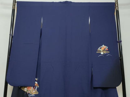 平和屋着物●豪華振袖　総刺繍　流水御所車草花文　暈し染め　金糸　鈴乃屋扱い　正絹　逸品　DABI2982ud
