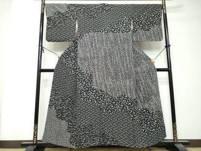 平和屋着物●訪問着　花鳥文　黒地　鈴乃屋扱い　正絹　逸品　DABI2990ud