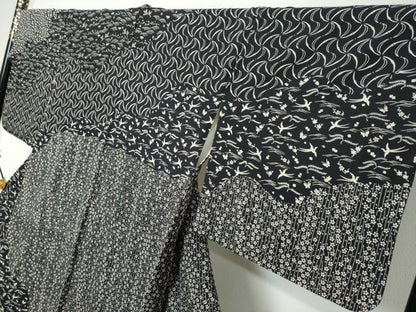 平和屋着物●訪問着　花鳥文　黒地　鈴乃屋扱い　正絹　逸品　DABI2990ud