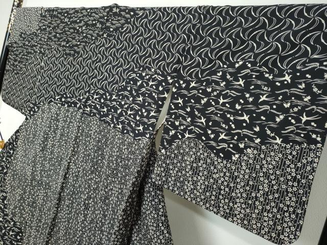 平和屋着物●訪問着　花鳥文　黒地　鈴乃屋扱い　正絹　逸品　DABI2990ud