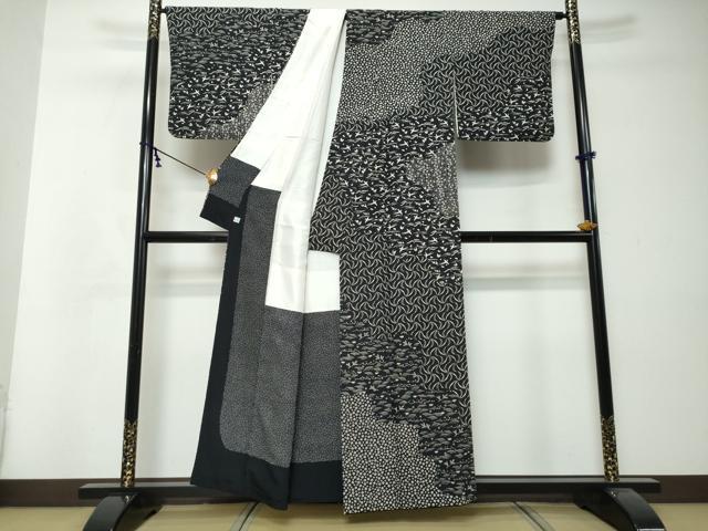 平和屋着物●訪問着　花鳥文　黒地　鈴乃屋扱い　正絹　逸品　DABI2990ud