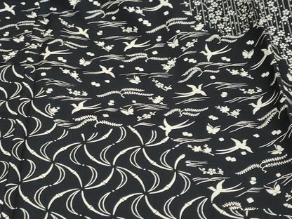 平和屋着物●訪問着　花鳥文　黒地　鈴乃屋扱い　正絹　逸品　DABI2990ud