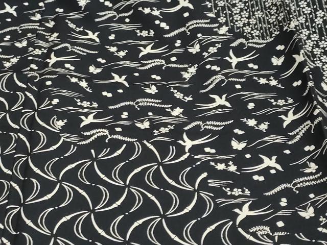 平和屋着物●訪問着　花鳥文　黒地　鈴乃屋扱い　正絹　逸品　DABI2990ud