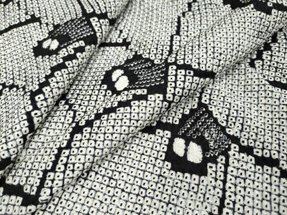 平和屋着物●本疋田絞り　小紋　花尽くし文　黒地　正絹　逸品　DABI2994ud