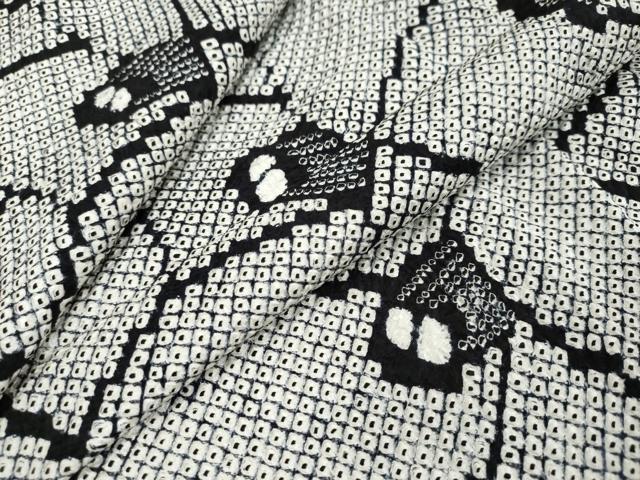 平和屋着物●本疋田絞り　小紋　花尽くし文　黒地　正絹　逸品　DABI2994ud
