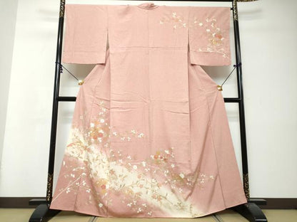 平和屋着物●訪問着　地紙草花文　暈し染め　金彩　正絹　逸品　DABI2997ud