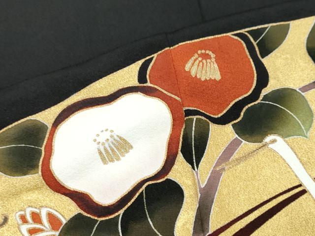 平和屋着物●豪華黒留袖　駒刺繍　地紙飛鶴花文　金彩　正絹　逸品　DABI2998ud