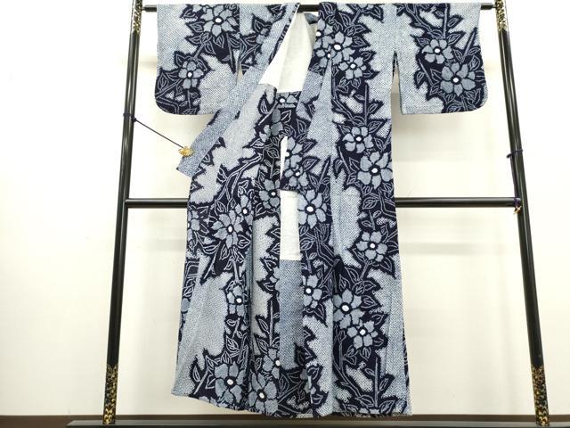 平和屋着物∴夏物　浴衣　有松鳴海絞り　枝花文　綿　逸品　DABI3001cd