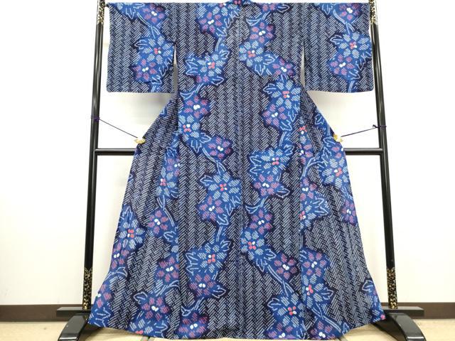 平和屋着物∴夏物　浴衣　有松鳴海絞り　草花文　綿　逸品　未使用　DABI3002cd
