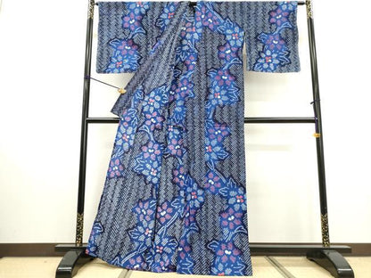 平和屋着物∴夏物　浴衣　有松鳴海絞り　草花文　綿　逸品　未使用　DABI3002cd