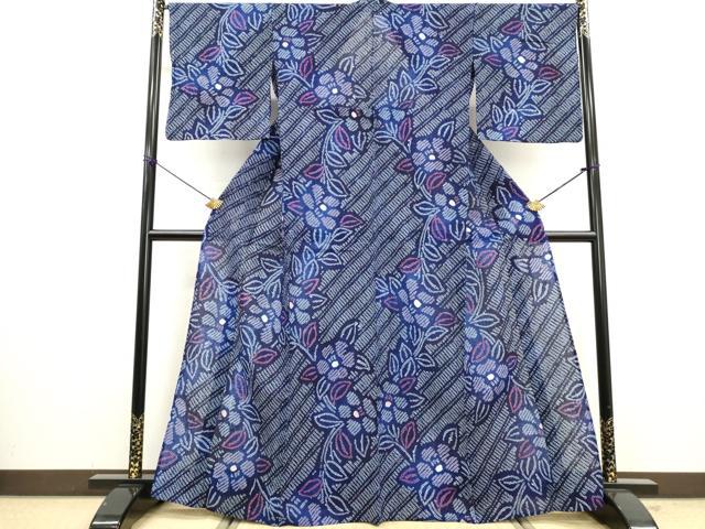 平和屋着物∴夏物　浴衣　有松鳴海絞り　枝花文　綿　逸品　DABI3003cd