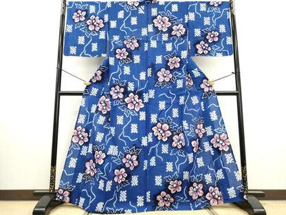 平和屋着物∴夏物　浴衣　有松鳴海絞り　草花文　綿　逸品　未使用　DABI3006cd