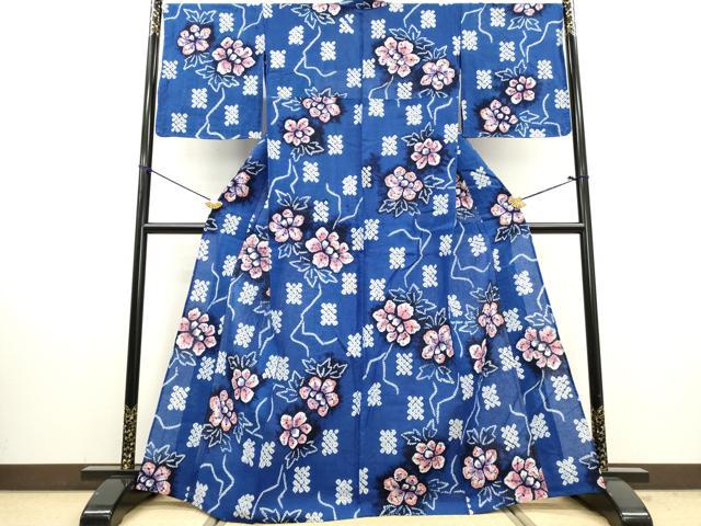 平和屋着物∴夏物　浴衣　有松鳴海絞り　草花文　綿　逸品　未使用　DABI3006cd