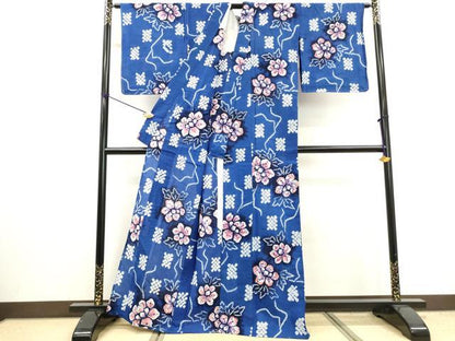 平和屋着物∴夏物　浴衣　有松鳴海絞り　草花文　綿　逸品　未使用　DABI3006cd