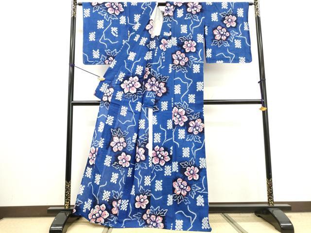 平和屋着物∴夏物　浴衣　有松鳴海絞り　草花文　綿　逸品　未使用　DABI3006cd