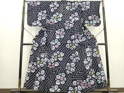 平和屋着物∴夏物　浴衣　有松鳴海絞り　舞花文　綿　逸品　DABI3008cd