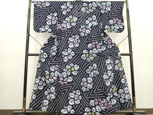 平和屋着物∴夏物　浴衣　有松鳴海絞り　舞花文　綿　逸品　DABI3008cd