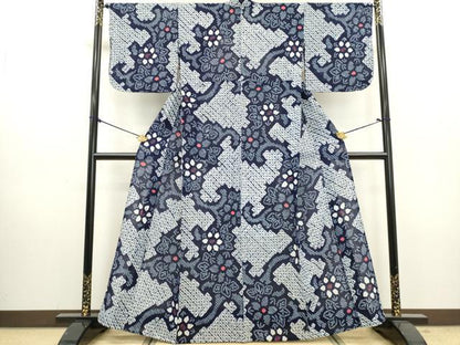 平和屋着物∴夏物　浴衣　有松鳴海絞り　花唐草文　綿　逸品　DABI3009cd