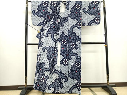 平和屋着物∴夏物　浴衣　有松鳴海絞り　花唐草文　綿　逸品　DABI3009cd