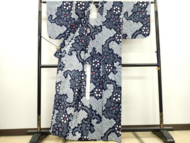 平和屋着物∴夏物　浴衣　有松鳴海絞り　花唐草文　綿　逸品　DABI3009cd