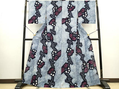 平和屋着物∴夏物　浴衣　有松鳴海絞り　枝花文　綿　逸品　DABI3010cd