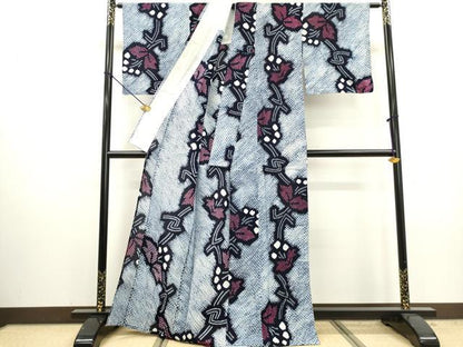 平和屋着物∴夏物　浴衣　有松鳴海絞り　枝花文　綿　逸品　DABI3010cd