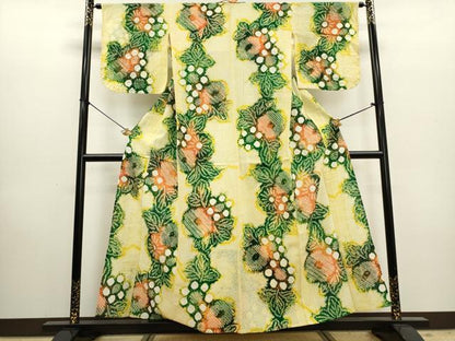 平和屋着物∴夏物　浴衣　有松鳴海絞り　草花文　綿　逸品　DABI3011cd