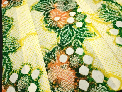 平和屋着物∴夏物　浴衣　有松鳴海絞り　草花文　綿　逸品　DABI3011cd