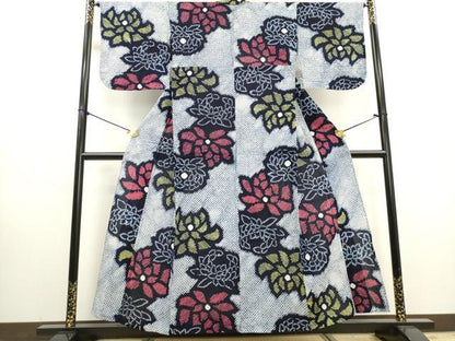 平和屋着物∴夏物　浴衣　有松鳴海絞り　菊　綿　逸品　DABI3012cd