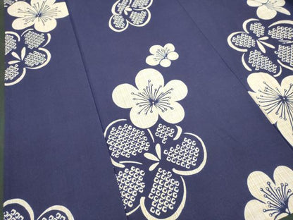 平和屋着物∴夏物　浴衣　舞梅文　ロング丈　綿麻　逸品　DABI3014cd