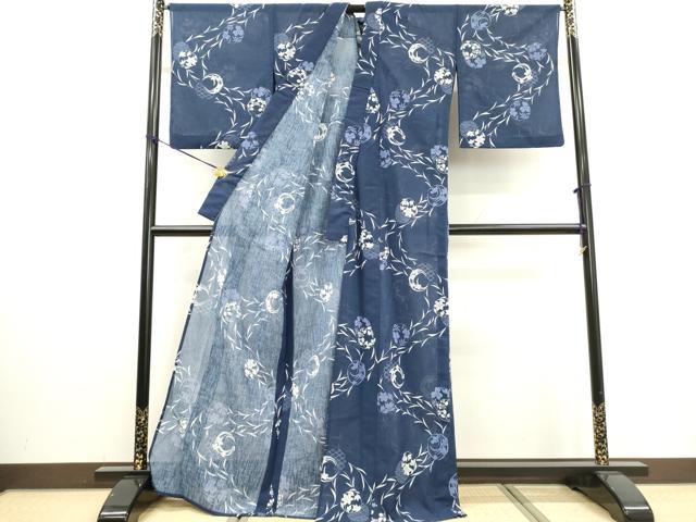 平和屋着物∴夏物　浴衣　吉祥花丸文　枝垂れ柳　綿　逸品　DABI3021cd