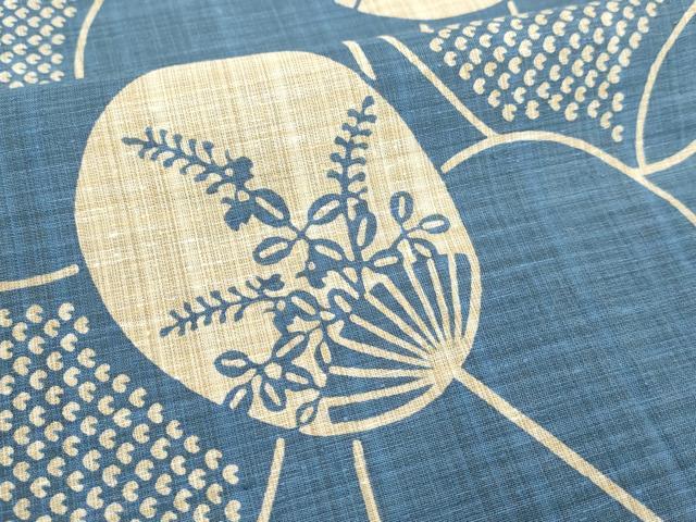 平和屋着物∴夏物　浴衣　団扇花文　綿麻　逸品　DABI3025cd