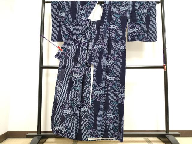 平和屋着物∴夏物　浴衣　有松鳴海絞り　草花文　綿　逸品　DABI3031cd