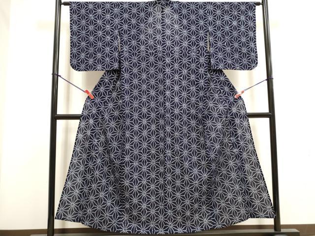 平和屋着物∴夏物　浴衣　有松鳴海絞り　麻の葉文様　綿　逸品　DABI3034cd