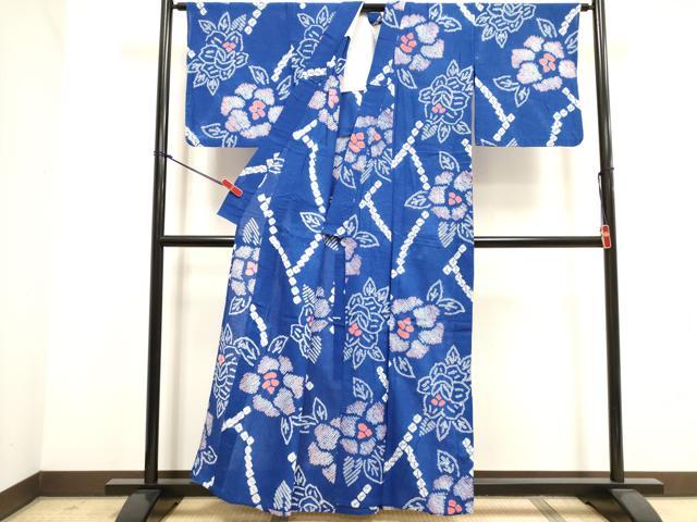 平和屋着物∴夏物　浴衣　有松鳴海絞り　草花文　綿　逸品　DABI3045cd