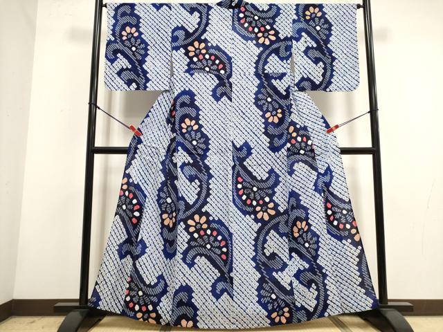平和屋着物∴夏物　浴衣　有松鳴海絞り　花唐草文　綿　逸品　DABI3050cd