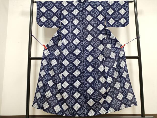 平和屋着物∴夏物　浴衣　有松鳴海絞り　花菱文　綿　逸品　DABI3052cd
