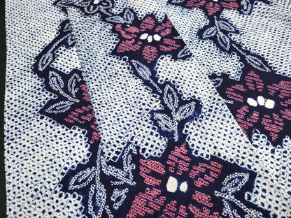 平和屋着物∴夏物　浴衣　有松鳴海絞り　草花文　綿　逸品　DABI3062cd