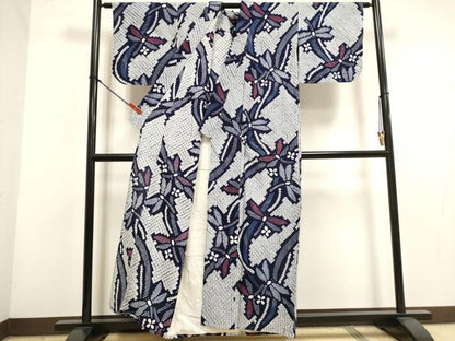 平和屋着物∴夏物　浴衣　有松鳴海絞り　トンボ　綿　逸品　DABI3063cd