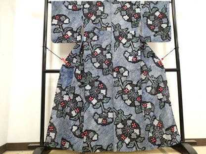平和屋着物∴夏物　浴衣　有松鳴海絞り　草花文　綿　逸品　DABI3064cd