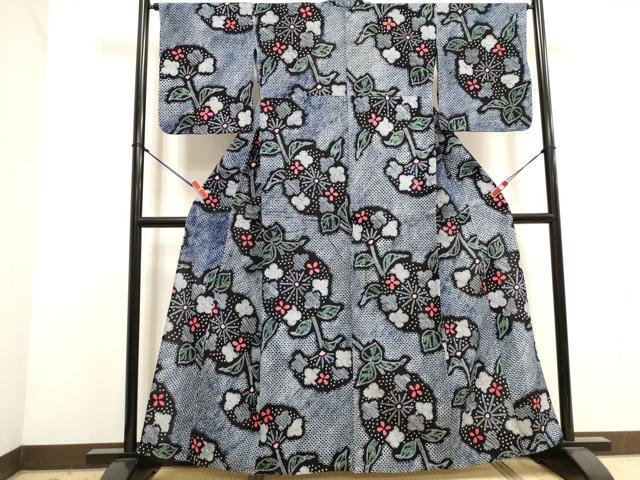 平和屋着物∴夏物　浴衣　有松鳴海絞り　草花文　綿　逸品　DABI3064cd